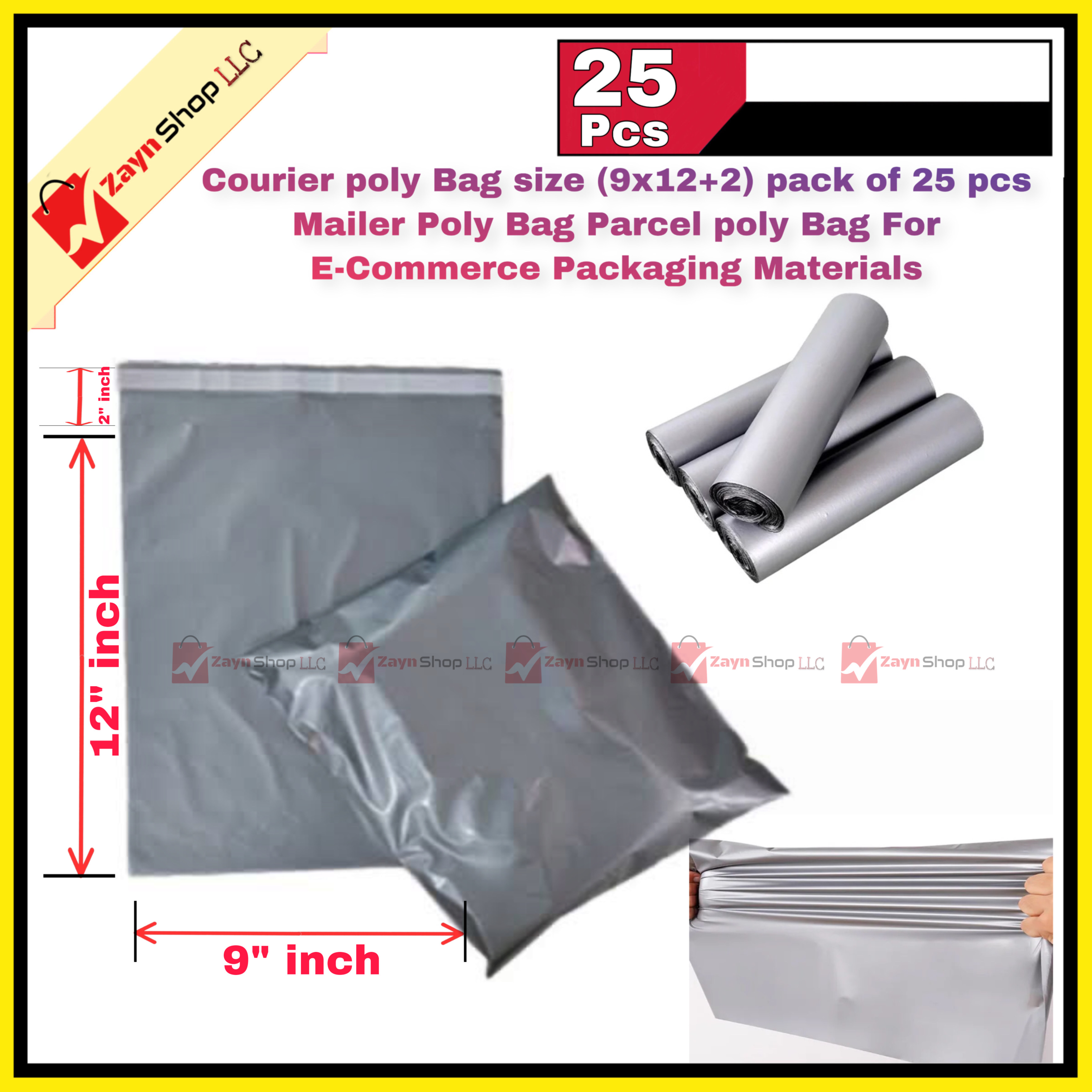 Courier poly Bag size (9x12+2) pack of 25 pcs Mailer Poly Bag Parcel poly Bag For E-Commerce Packaging Materials