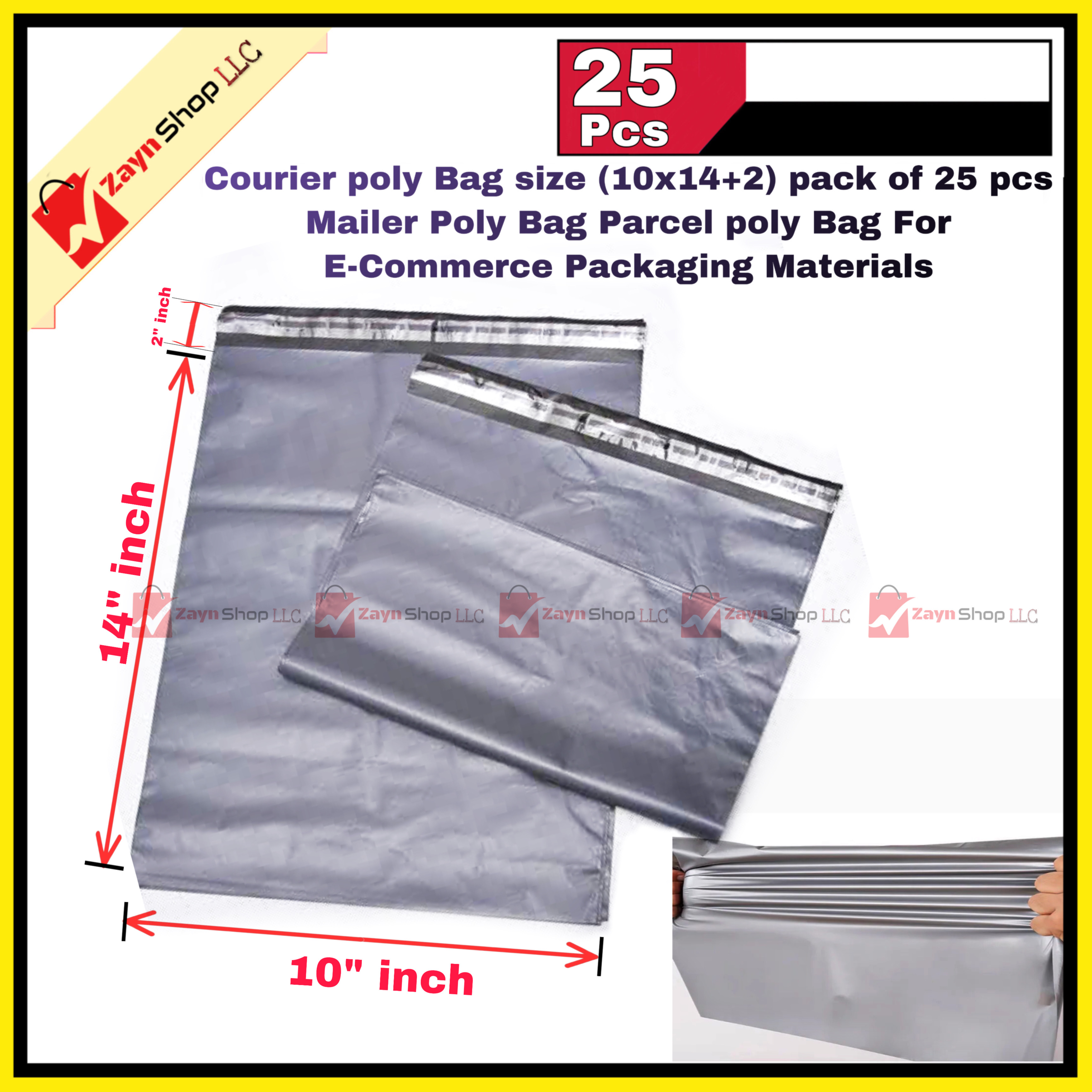 Courier poly Bag size (10x14+2) pack of 25 pcs Mailer Poly Bag Parcel poly Bag For E-Commerce Packaging Materials