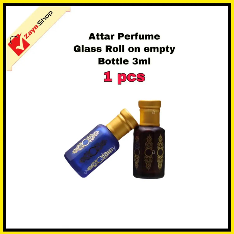 Roll on attar Empty Refillable Glass Matte Premium Bottle Random color 3ml 1 pcs