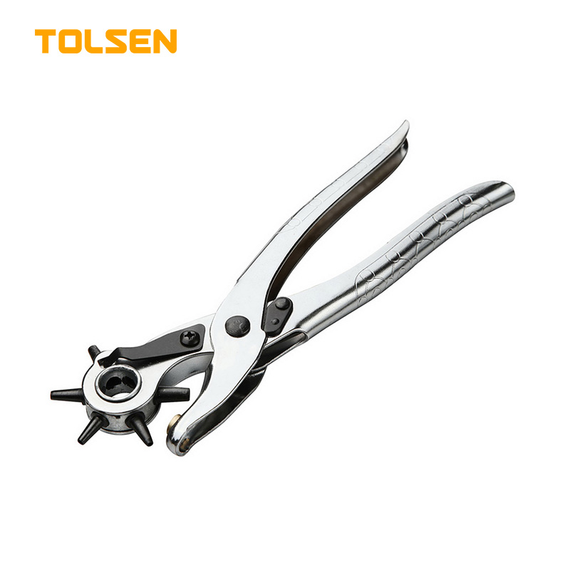 Jadever 10 Hole Punch Pliers - 6 Adjustable Sizes (2.5-5mm), Leather Belt & Watchband Punch Tool, Chrome Plated