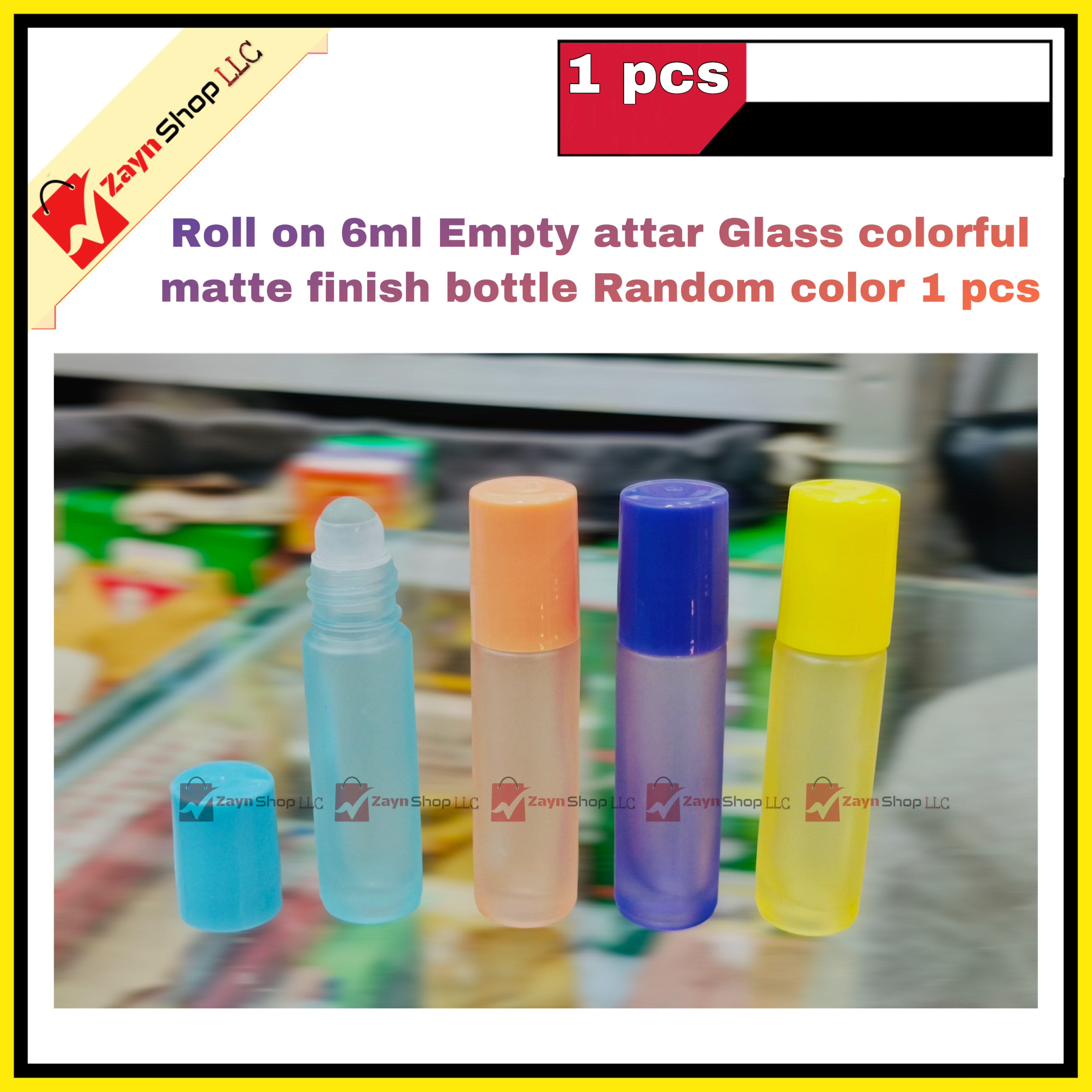 Empty Roll on Glass Attar bottle 6ml colorful matte finish Random color 1 pcs