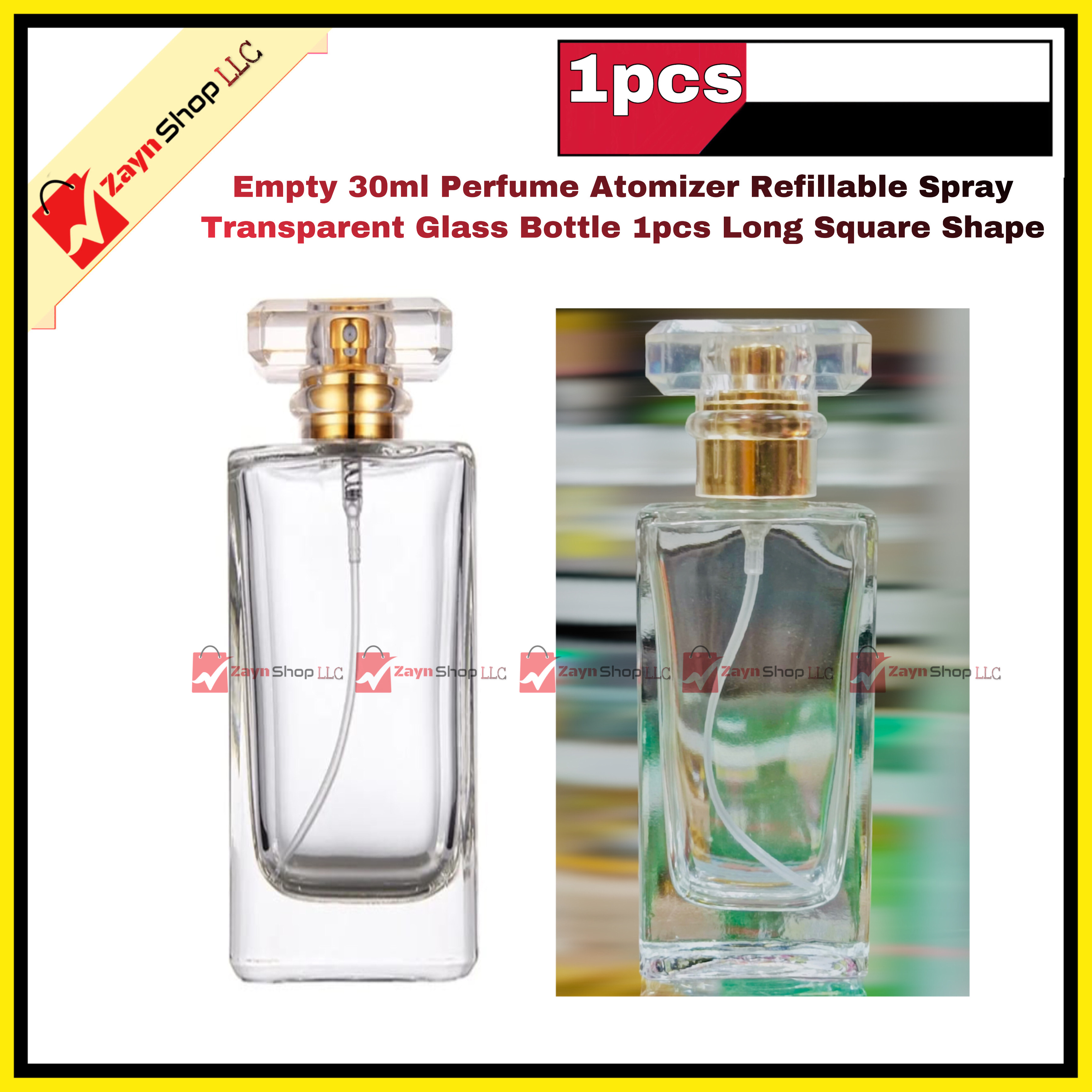 Empty 30ml Perfume Atomizer Refillable Spray Transparent Glass Bottle 1pcs Long Square Shape