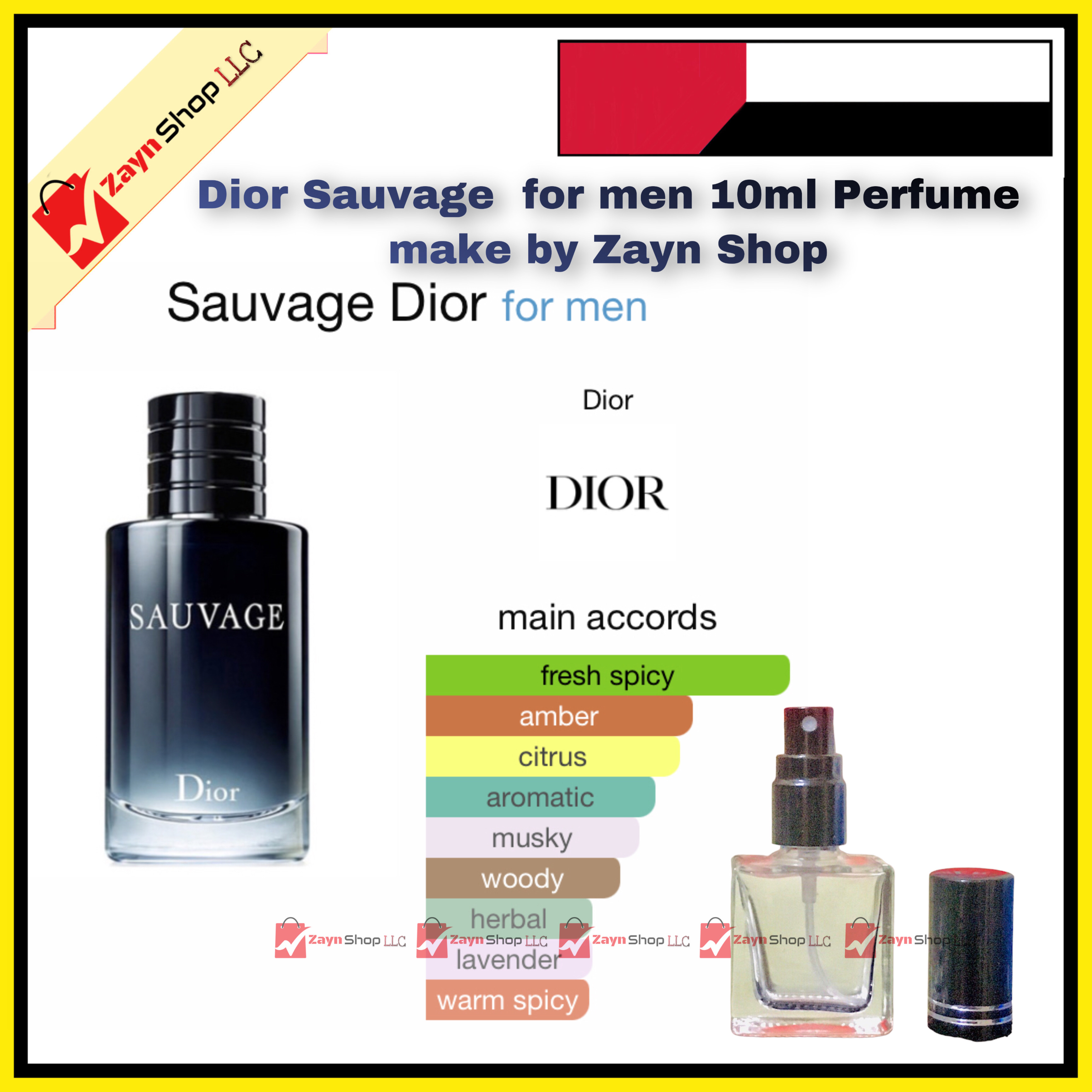 Dior Sauvage Perfume Longlasting for men 10ml Decant making with Raw perfume Oil by Zayn