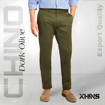 Slim Fit Gabardine Pant – Dark Olive