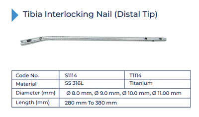Tibia Interlocking Nail (Distal Tip)