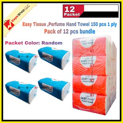 Easy Tissue Perfume Hand Towel 150 pcs 1 ply Pack of 12 pcs bundle