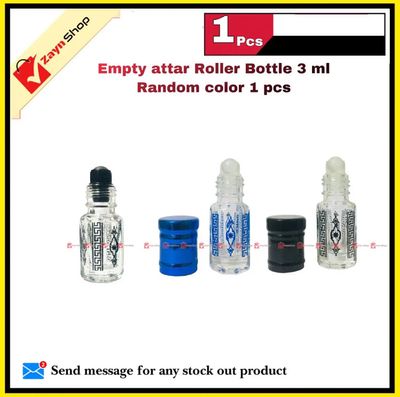 Roll on attar Empty refillable Glass premium bottle Black color 3ml 1 pcs_img_2