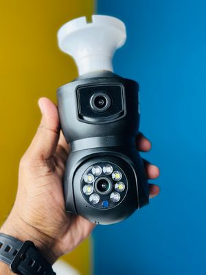 V380 E9 Dual Lens Bulb PTZ IP Camera- Black Color