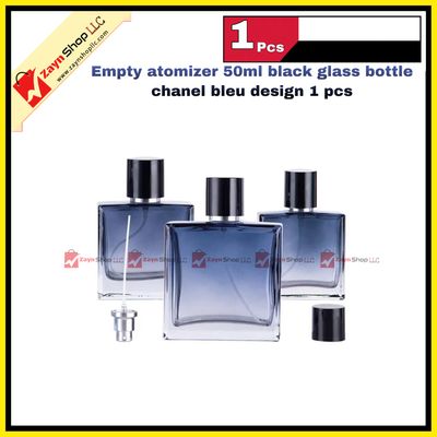 Empty atomizer 50ml Transparent black glass bottle chanel bleu design 1 pcs