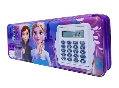 Pencil box with calculator and dual sharpener for school, kids of any color