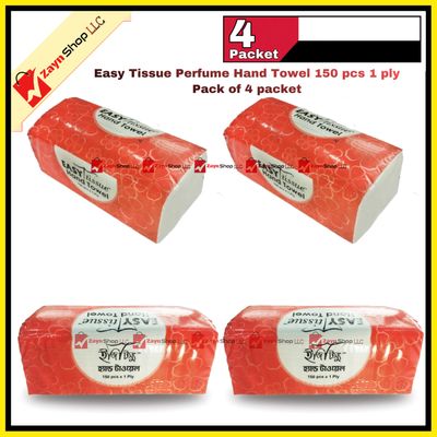 Easy Tissue Perfume Hand Towel 150 pcs 1 ply Pack of 4 packet_img_0