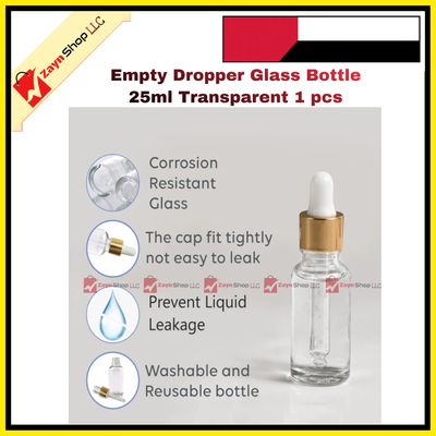 Empty Dropper Glass Bottle 25ml Transparent 1 pcs_img_1