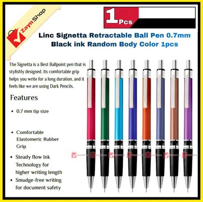 Linc Signetta Retractable Ball Pen 0.7mm Black ink Random Body Color 1pcs