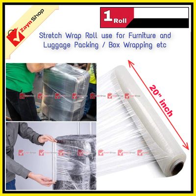 Plastic Stretch Wrapping poly Roll 1 Kg 20" inch perfect For Luggage Box Wrapping