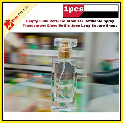 Empty 30ml Perfume Atomizer Refillable Spray Transparent Glass Bottle 1pcs Long Square Shape_img_1