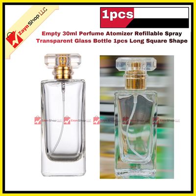 Empty 30ml Perfume Atomizer Refillable Spray Transparent Glass Bottle 1pcs Long Square Shape_img_0